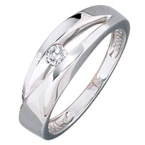 Goldring Ring Damenring aus 375 Gold Weißgold mit Zirkonia weiß Fingerschmuck