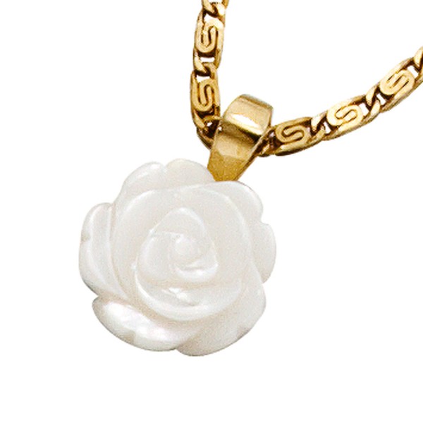 Anhänger Rose aus Perlmutt 333 Echt Gold
