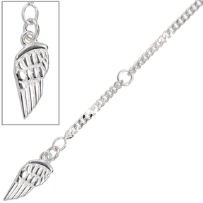 Fußkette Fußkettchen Panzerkette Flügel 925 Silber 23-25cm Fußschmuck Fußkette Fußkettchen Panzerkette Flügel 925 Silber 23-25cm Fußschmuck