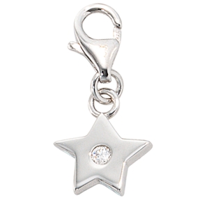 Einhänger Charm Charms Stern mit Zirkonia 925 Silber Sterlingsilber Damen