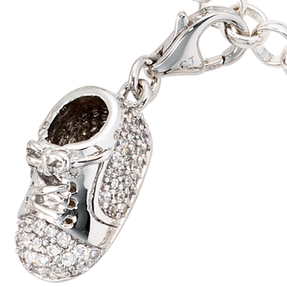 Einhänger Anhänger Charm Charms Babyschuh Schuh mit Zirkonia 925 Silber Damen