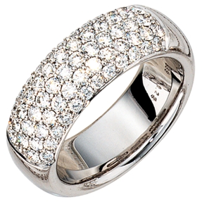 Exklusiver Ring Damenring mit 62 Diamanten Brillanten 585 Weißgold Goldring