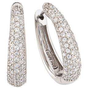 Creole Creolen oval 925 Echt Silber Sterlingsilber mit Zirkonia Ohrschmuck Creole Creolen oval 925 Echt Silber Sterlingsilber mit Zirkonia Ohrschmuck