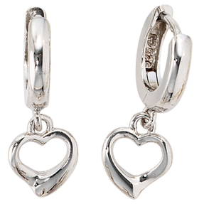 Damen Creole Creolen Herz Herzen aus 925 Silber Sterlingsilber Ohrschmuck