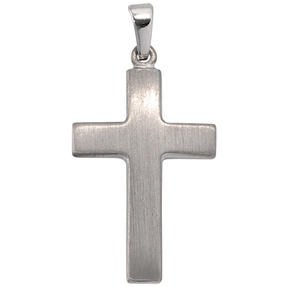 Anhänger Kreuz aus 925 Echt Silber rhodiniert mattiert schlicht Halsschmuck
