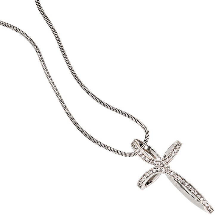 Anhänger Kreuz mit 40 Diamanten 585 Weißgold