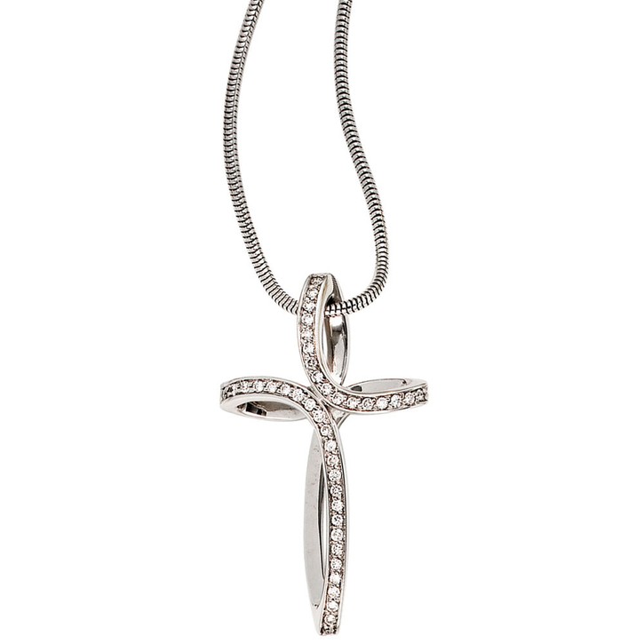 Anhänger Kreuz mit 40 Diamanten 585 Weißgold