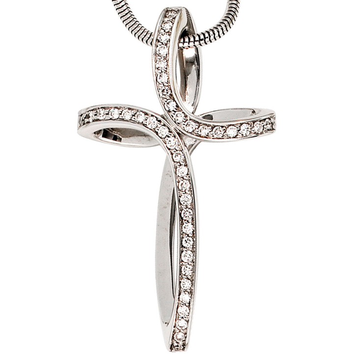 Anhänger Kreuz mit 40 Diamanten 585 Weißgold