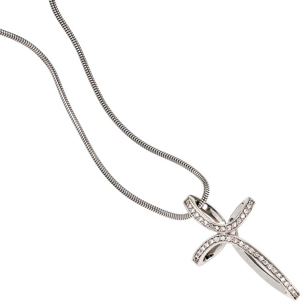 Anhänger Kreuz mit 40 Diamanten 585 Weißgold