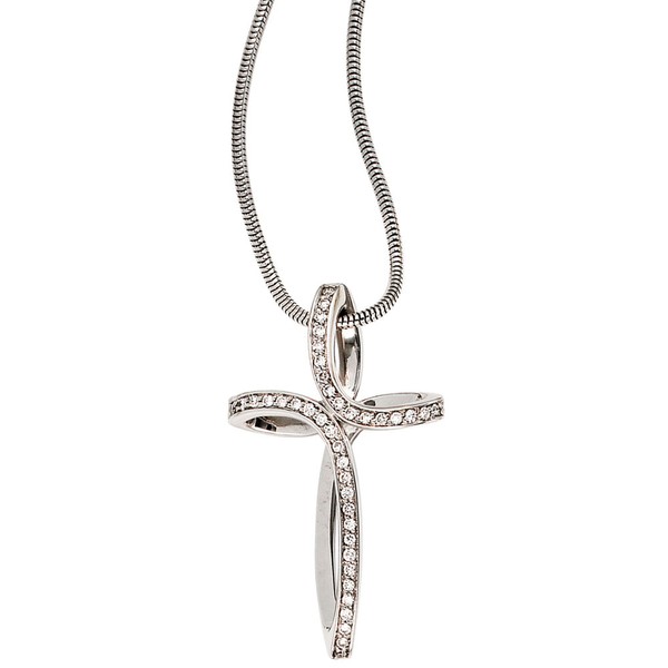 Anhänger Kreuz mit 40 Diamanten 585 Weißgold