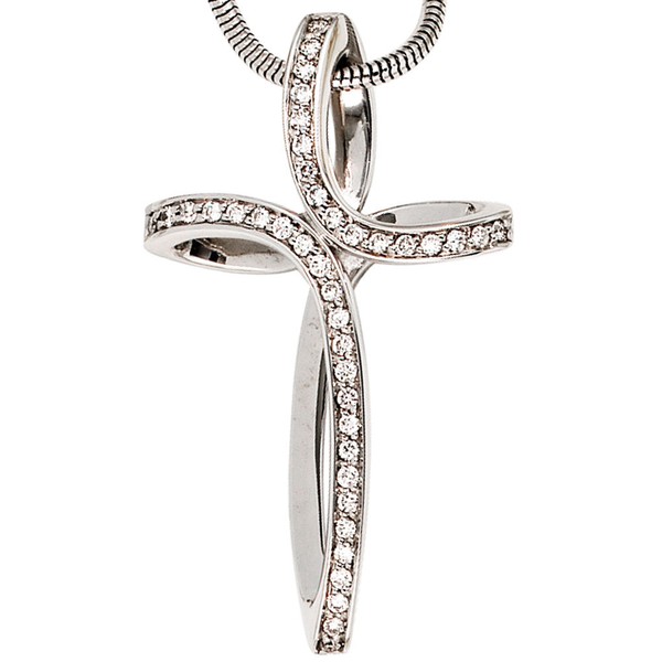Anhänger Kreuz mit 40 Diamanten 585 Weißgold