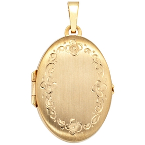 Medaillon Anhänger aus 333 Gold Gelbgold teilmattiert Goldanhänger Damen