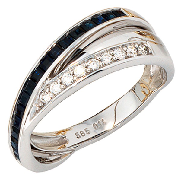 Ring mit Saphir und Diamanten 585 Weißgold