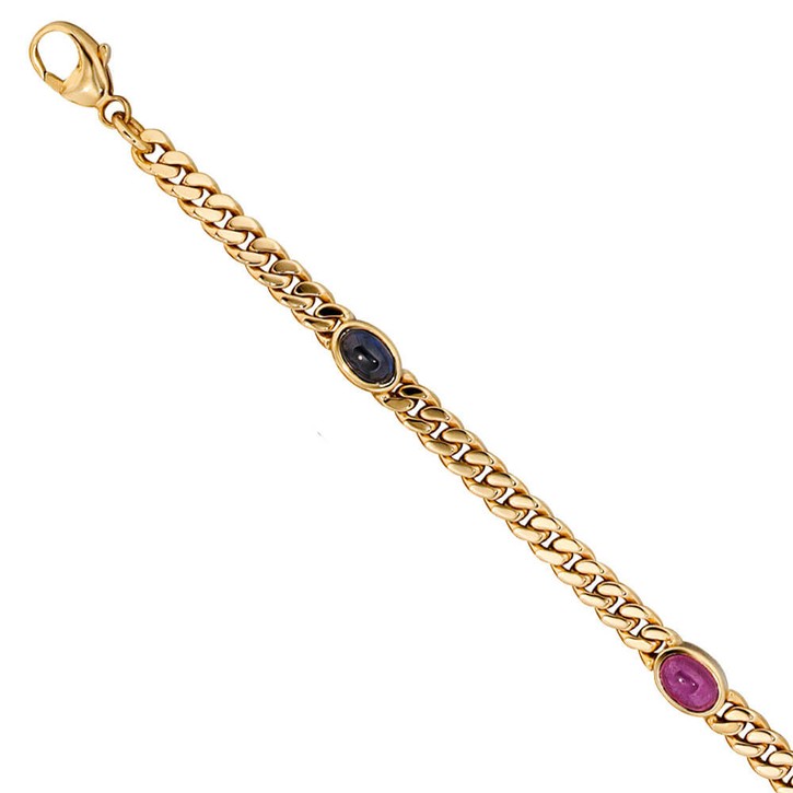 Armband mit Saphir Smaragd Rubin 585 Gelbgold