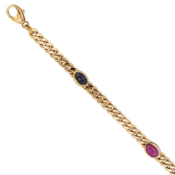 Armband mit Saphir Smaragd Rubin 585 Gelbgold
