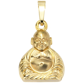 Anhänger Buddha aus 333 Gold Gelbgold 3D-geformt Goldanhänger teilmattiert Anhänger Buddha aus 333 Gold Gelbgold 3D-geformt Goldanhänger teilmattiert