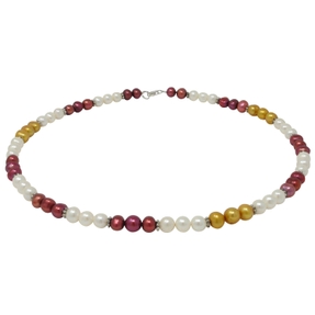 Asymmetrische Kette Collier aus Süßwasser Perlen Multicolor creme-weiß gold pflaume 49cm Asymmetrische Kette Collier aus Süßwasser Perlen Multicolor creme-weiß gold pflaume 49cm