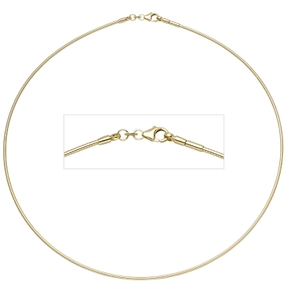 1,5mm Halsreif Reif Kette Collier 333 Gold Gelbgold Omegakette 42cm Damen