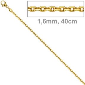 1,6mm Ankerkette Kette Collier 585 Gold Gelbgold Goldkette 40 cm Unisex