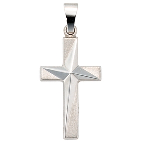 Anhänger Kreuz aus 375 Weißgold Gold Goldkreuz teilmattiert Unisex Anhänger Kreuz aus 375 Weißgold Gold Goldkreuz teilmattiert Unisex