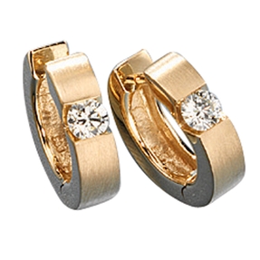 Solitär Creolen Ohrringe mit Diamanten Brillanten 585 Gold Gelbgold Damen