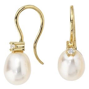 Ohrringe Ohrhänger Süßwasser Perlen 333 Gold Gelbgold Ohrschmuck Damen