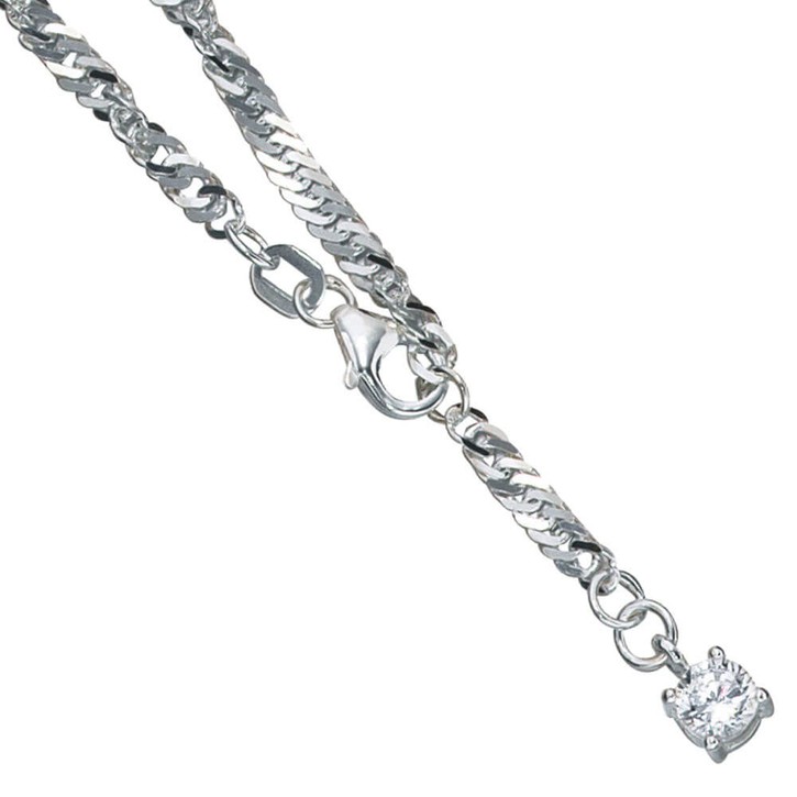 Fußkettchen mit Zirkonia 925 Silber 25cm