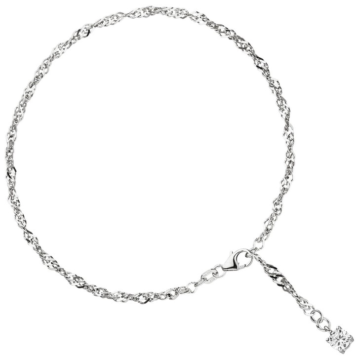 Fußkettchen mit Zirkonia 925 Silber 25cm