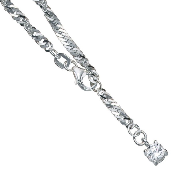 Fußkettchen mit Zirkonia 925 Silber 25cm