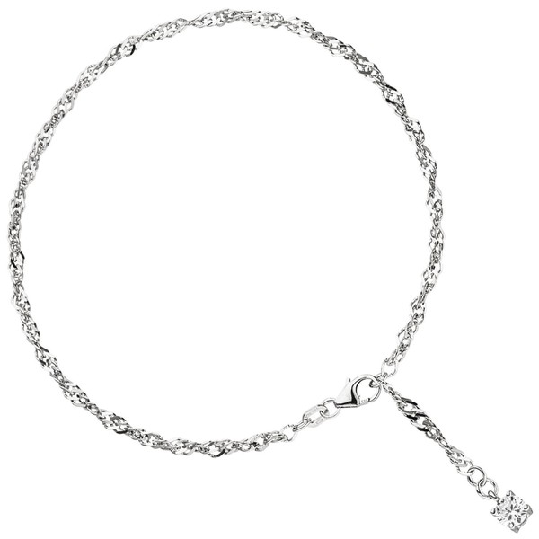 Fußkettchen mit Zirkonia 925 Silber 25cm