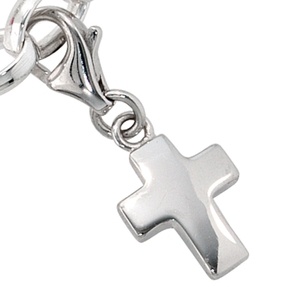 Kreuz Einhänger Charm Charms aus 925 Silber Sterlingsilber rhodiniert Damen