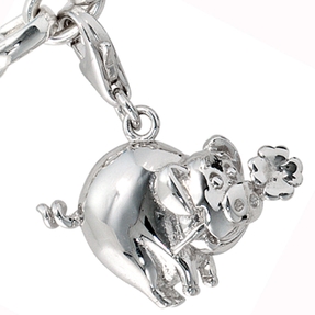Einhänger Glücksschwein Charm Charms aus 925 Silber Sterlingsilber Damen