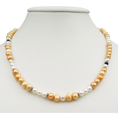 Halskette aus Perlen und Onyx multicolor