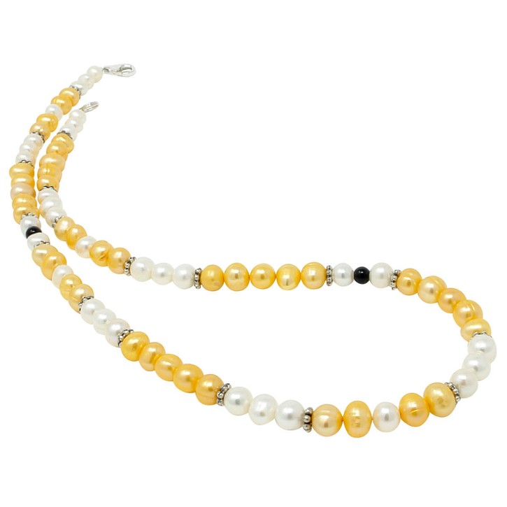 Halskette aus Perlen und Onyx multicolor