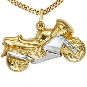 Anhänger Motorrad Bike 333 Gold Gelbgold rhodiniert bicolor Unisex