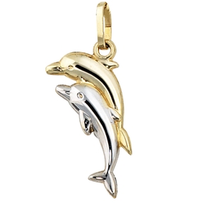 Anhänger Delfine Delfin 333 Gold Gelbgold rhodiniert bicolor Damen Anhänger Delfine Delfin 333 Gold Gelbgold rhodiniert bicolor Damen