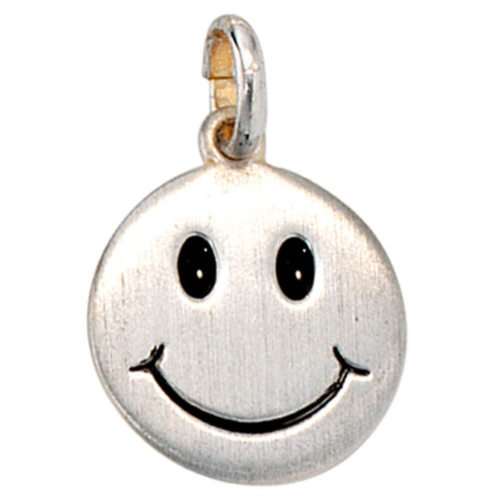 Anhänger Gesicht Smiley 925 Silber mattiert