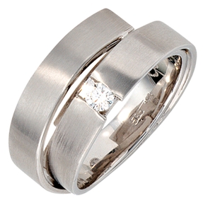 Ring Damenring Diamant Brillant 585 Gold Weißgold mattiert Damen Goldring