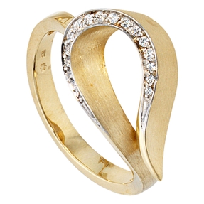 Ring Damenring 16 Diamanten Brillanten 585 Gold Gelbgold für Damen Goldring