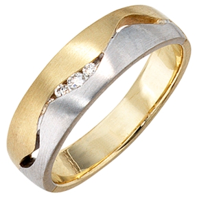 Ring Damenring mit Diamant-Brillanten 585 Gold gelb weiß matt Damen