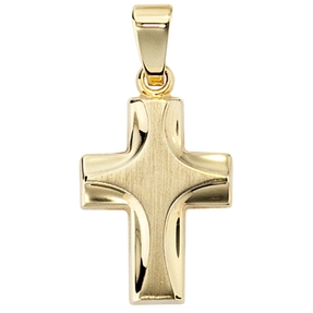 Kreuzanhänger Anhänger Kreuz aus 585 Gold Gelbgold massiv Unisex Goldanhänger