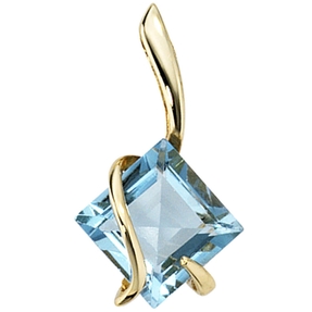 Anhänger mit Topas Edeltopas blau 375 Gold Gelbgold Kettenanhänger für Damen