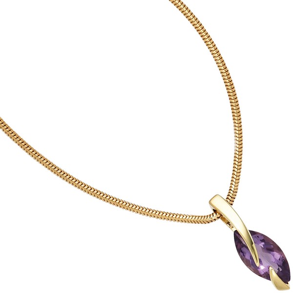 Anhänger Amethyst 585 Gelbgold spitzoval