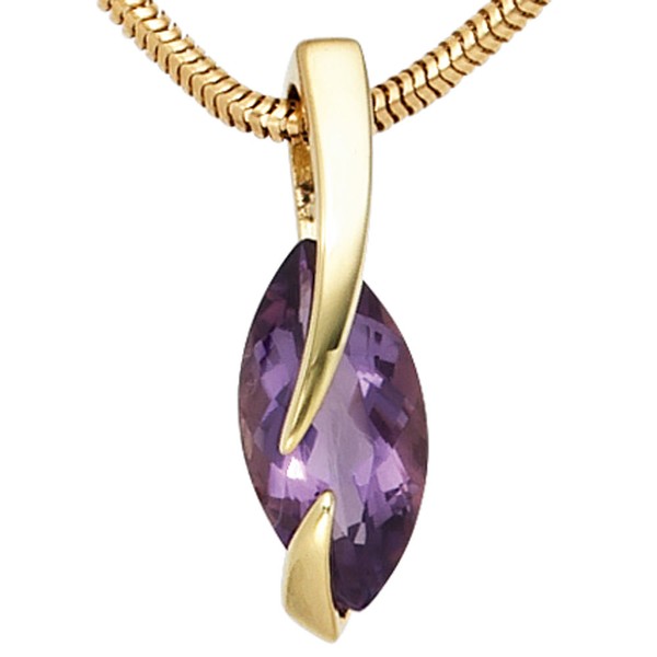 Anhänger Amethyst 585 Gelbgold spitzoval