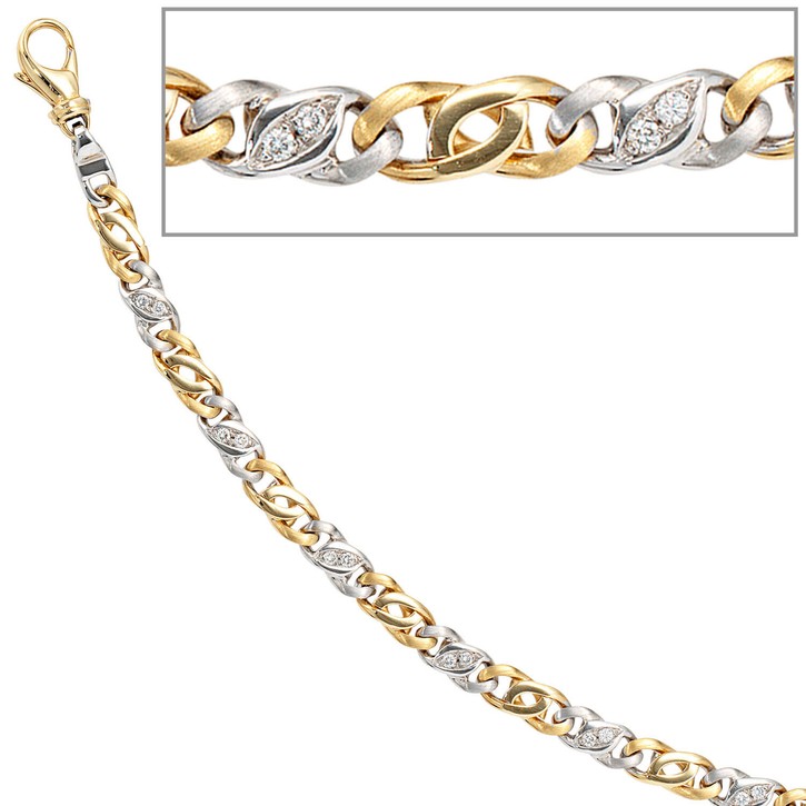 Armband mit 16 Brillanten 585 Gelbgold und Weißgold
