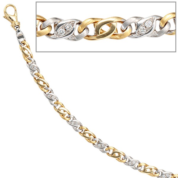 Armband mit 16 Brillanten 585 Gelbgold und Weißgold