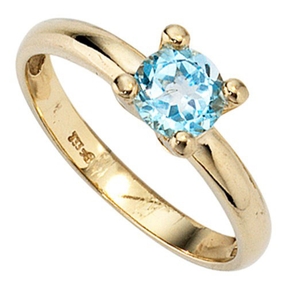 Damenring Ring Goldring Topas blau 333 Gold Gelbgold schlicht Damen