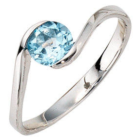 Damenring Ring mit Blautopas Topas blau 333 Gold Weißgold für Damen Goldring