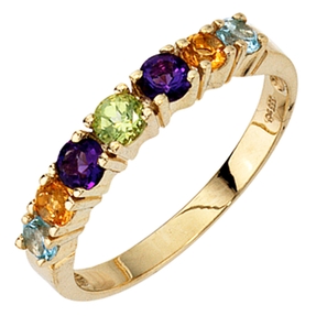 Ring Topas blau Citrin Amethyst Peridot 333 Gold Gelbgold Damen Goldring