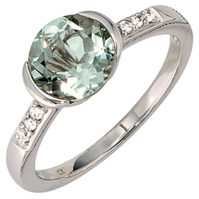 Damenring Ring Amethyst & 6 Diamanten Brillanten 585 Gold Weißgold Goldring